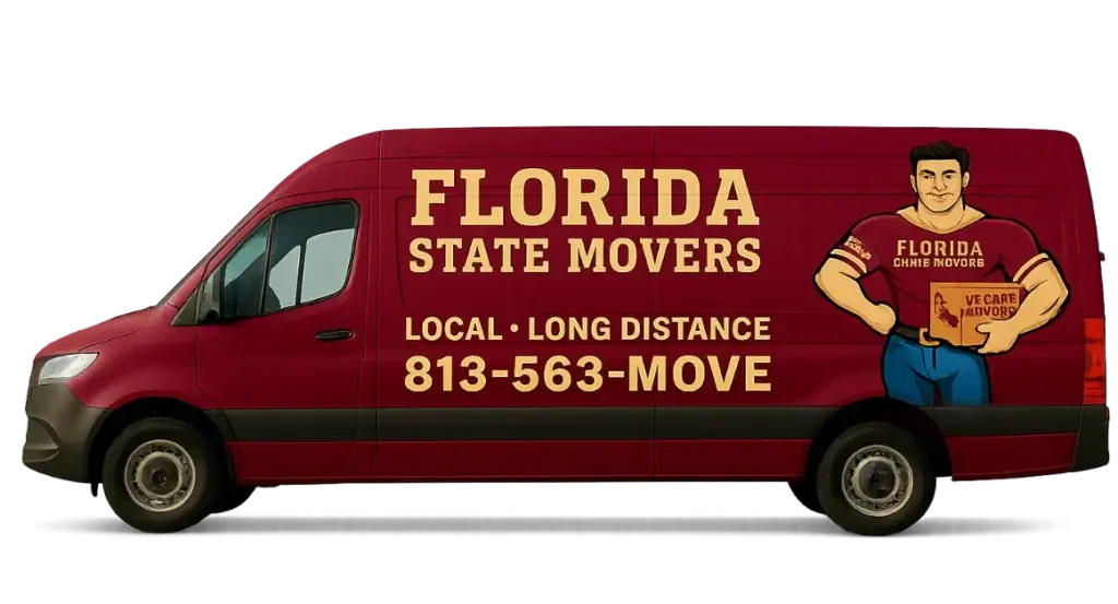 Florida State Movers van. Local and Long distance moving services. Call 813-563-MOVE for your moving needs in Florida.
