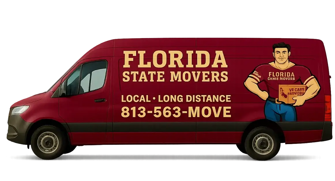 Florida State Movers van. Local and Long distance moving services. Call 813-563-MOVE for your moving needs in Florida.